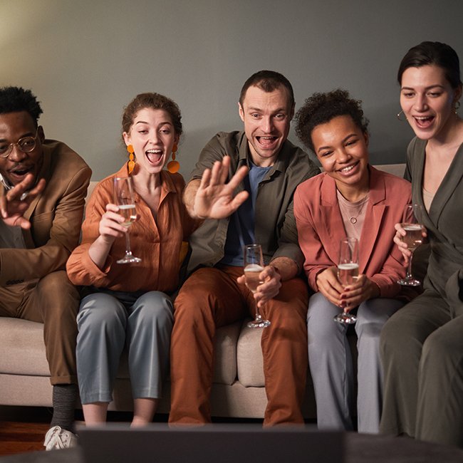 Family enjoying TV together